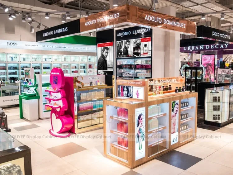 Green Multi Brand Kiosk Display | Custom Cosmetic Display Manufacturer