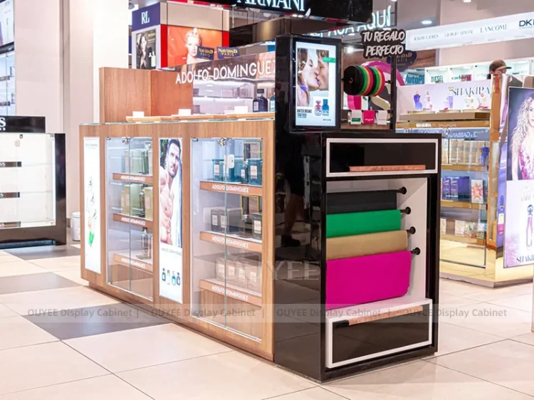 Green Multi Brand Kiosk Display | Custom Cosmetic Display Manufacturer