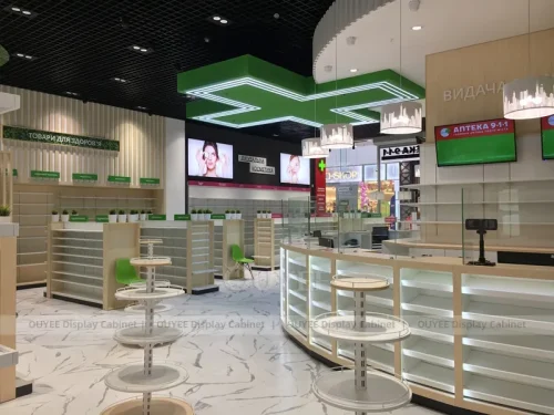 Green White Pharmacy Counter