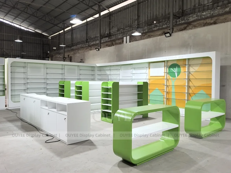 Green White Pharmacy Checkout Counter - Image 3