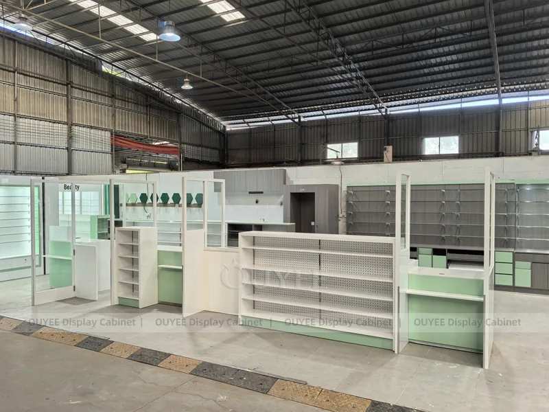 Green White Pharmacy Gondola With Endcap