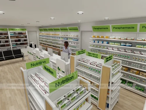 Green White Pharmacy Shelving