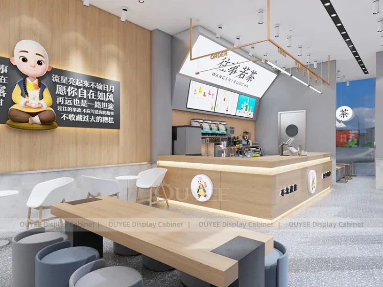 House Milk Tea Counter | Custom Bubble Tea Shop Display Manufacturer
