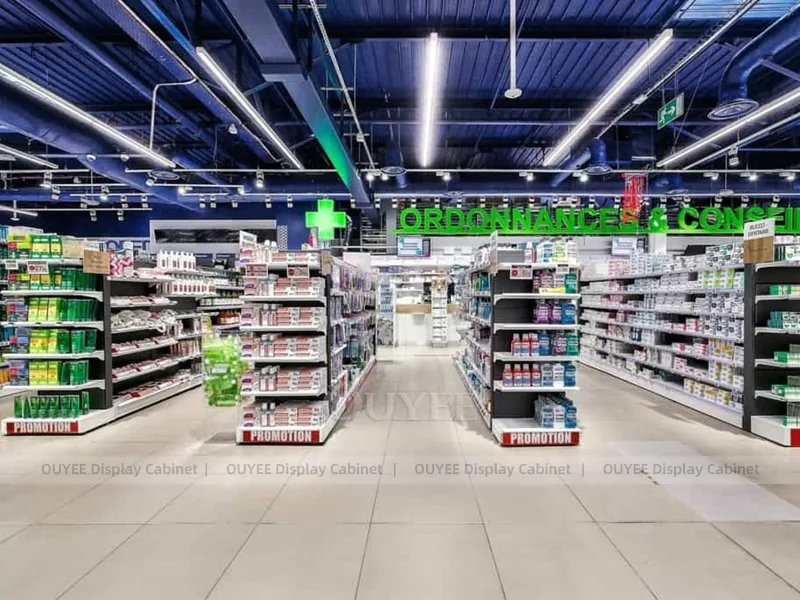 Industrial Blue Ceiling Pharmacy Shop Display Fixture - Image 3