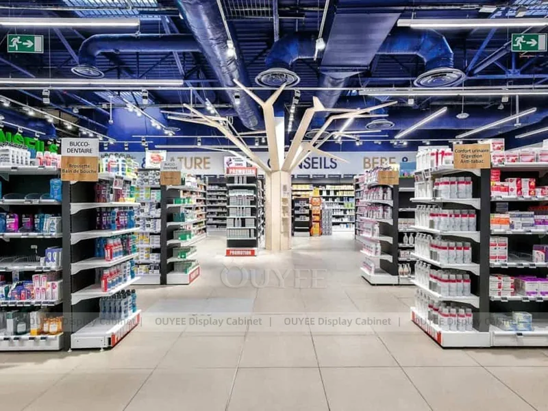Industrial Blue Ceiling Pharmacy Shop Display Fixture - Image 4