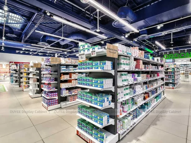 Industrial Blue Ceiling Pharmacy Shop Display Fixture - Image 6