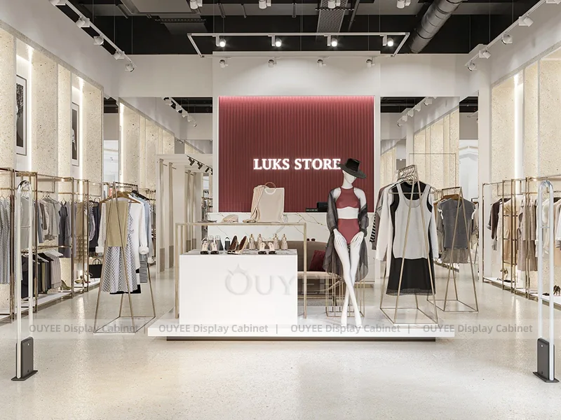 LUKS White Apparel Store Retail Clothing Display 01