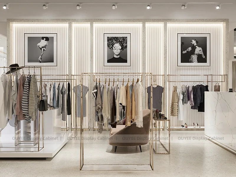 LUKS White Apparel Store Retail Clothing Display 08