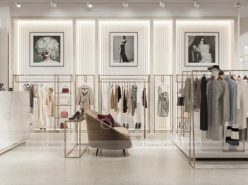 LUKS White Apparel Store Retail Clothing Display 09