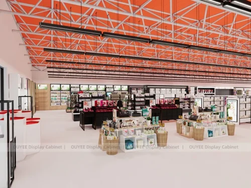 Large Beauty Supply Red Ceiling Beauty Supply Store Wig Display
