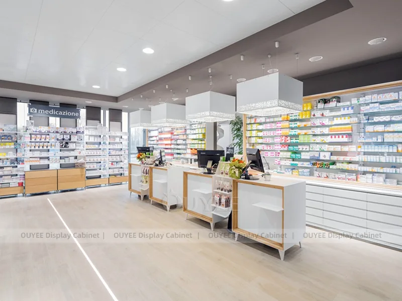 Light Green Pharmacy Corner Glass Display Case - Image 9