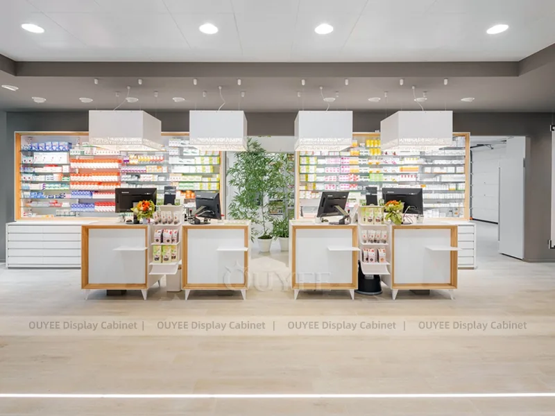 Light Green Pharmacy Corner Glass Display Case - Image 10