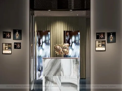 Luxury Walnut Jewelry LED Showcases 01