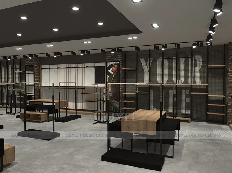 Minimal Black Metal Store Retail Clothing Display - Image 2