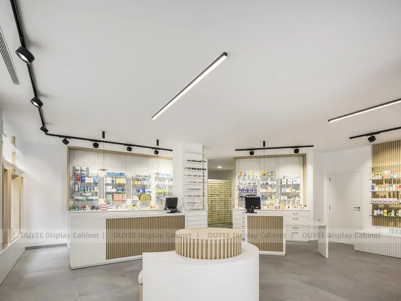 Minimal Pharmacy Curved Shop Display Fixture
