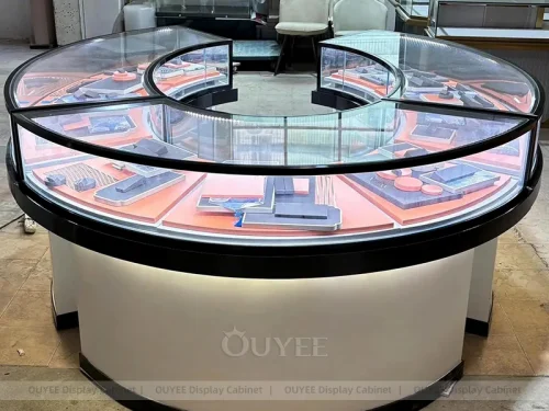 Modern Walnut Jewelry Display Towers 01