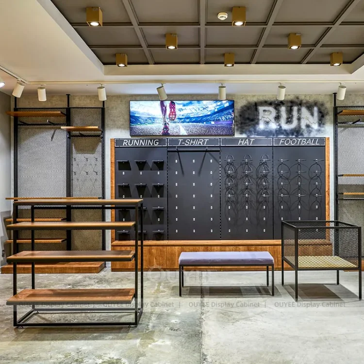 Modular Black and Yellow Wall Display with Nesting Tables | Custom ...
