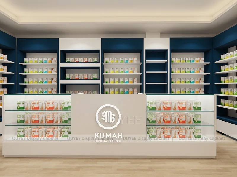 Navy White Pharmacy Counter