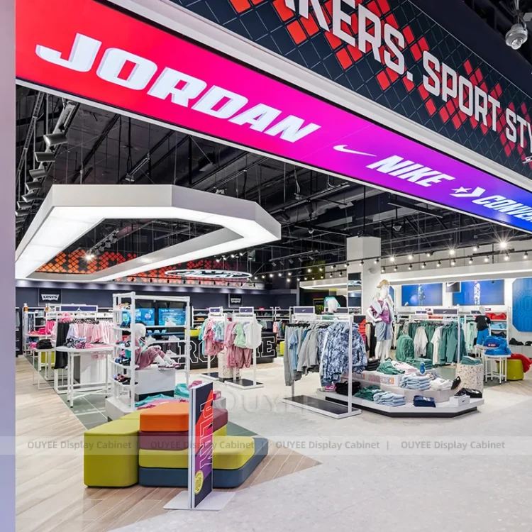 Varsity Store Display Open Sportswear Table and Rail Store Display | Custom Display Rack ...