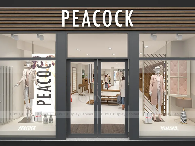 Peacock Dark Front Clothing Store Display - Image 4