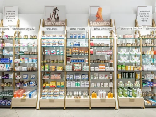 Pharmacy Wall Shelving Wood