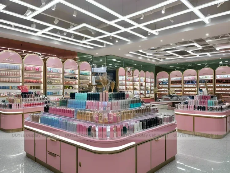 Pink Point Counter Pink Circular Counter Display | Custom Cosmetic Display Manufacturer