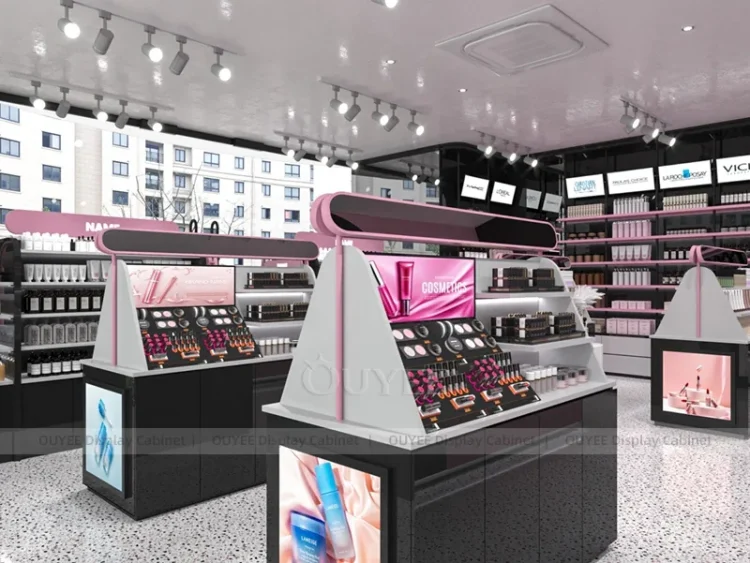 Pink Point Counter Pink Feature Counter Display | Custom Cosmetic Display Manufacturer