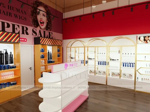 Pink Hair Care Curved Service Hair Product Display