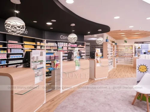 Pink White Pharmacy Wall Wood Shelving Display