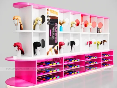Pink Wig Island Curved Rounded Wig Display