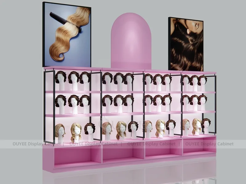 Pink Wig Wall Side Hair Product Wig Wall Display - Image 3