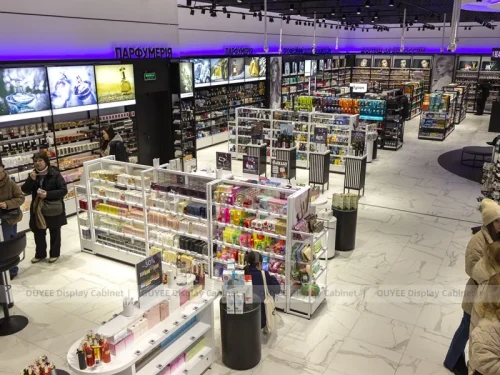 Purple Lit Beauty Supermarket Wig Display