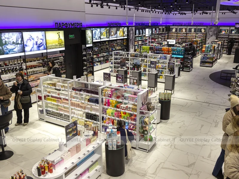 Purple Lit Beauty Supermarket Wig Display
