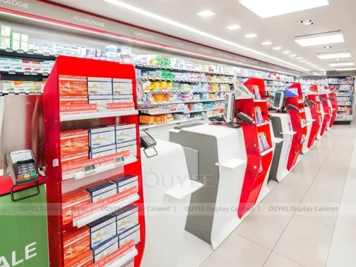 Red White Pharmacy Shelving
