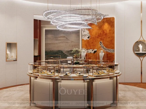 Refined Beige Jewelry Display Showcases 01