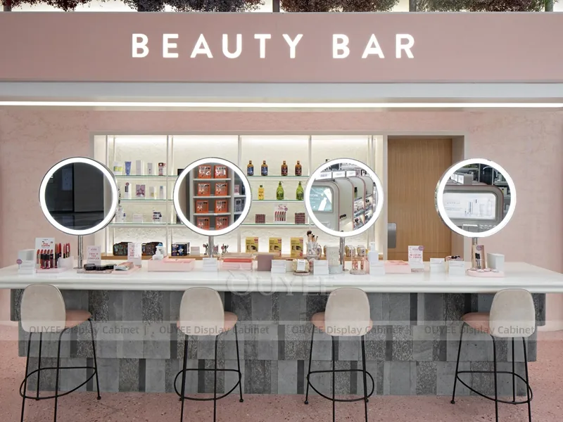 Round Pink Beauty Bar Counter Hair Beauty Shop Display - الصورة 5