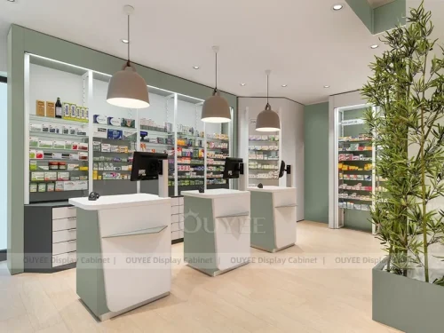 Soft Green Pharmacy Hanging Pharmacy Wall Shelving