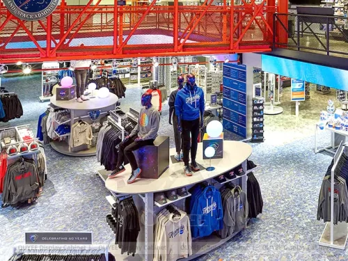 Space-Themed Apparel Round Table Display 01