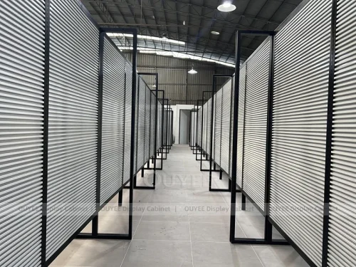 Tall Slatwall Aisle Black Wig Wall Display