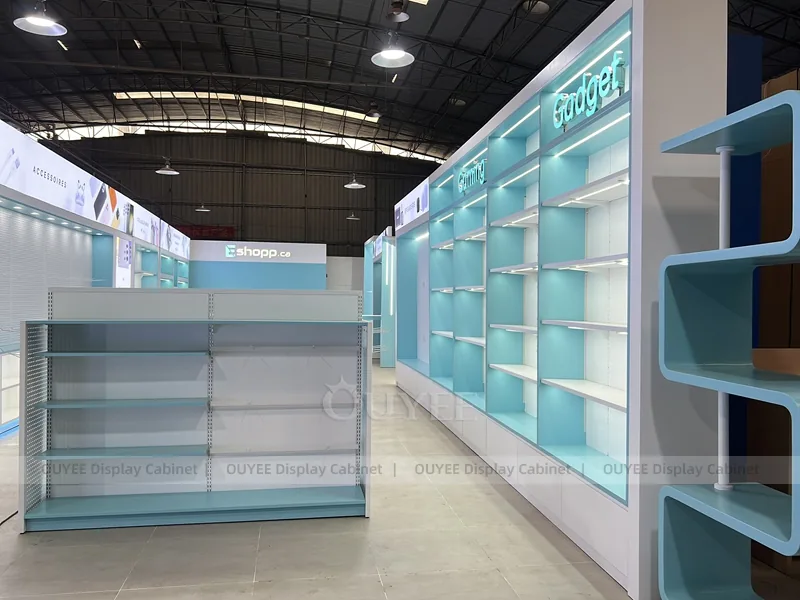 Teal And Blue Glass Phone Display Fixture - الصورة 4