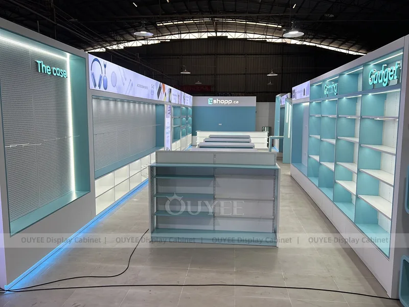 Teal And Blue Glass Phone Display Fixture - الصورة 5
