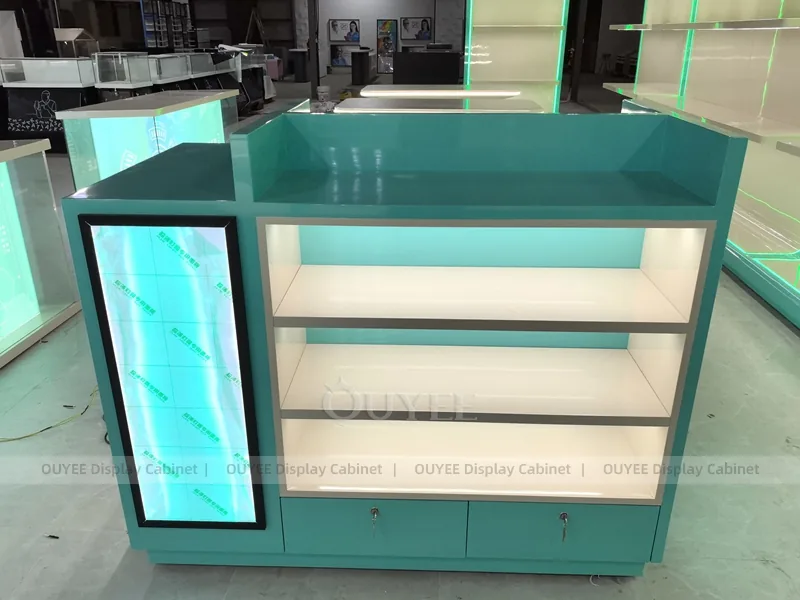 Teal And Green Glass Phone Display Fixture