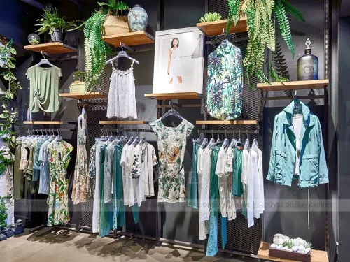 Tropical Green Wall Clothing Store Display
