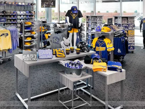 University Team Apparel Tables with Grid Shelving 01