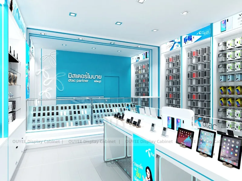 White And Blue Glass Phone Display Fixture - Image 2