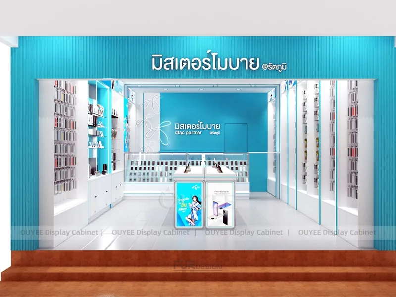 White And Blue Glass Phone Display Fixture - Image 3