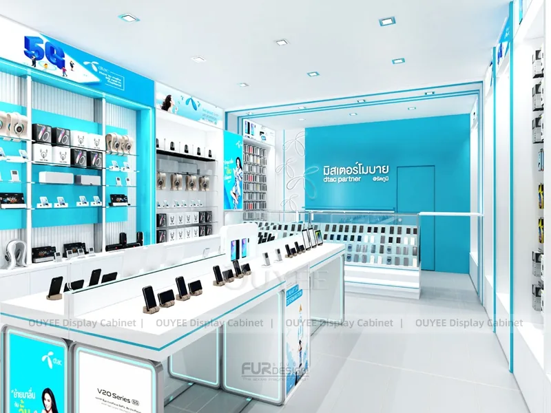 White And Blue Glass Phone Display Fixture - Image 4