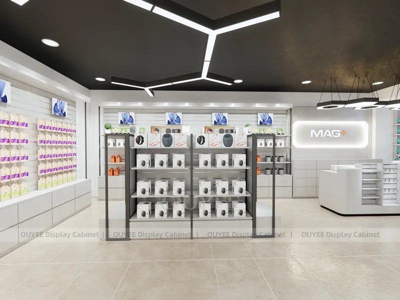 White And Blue Glass Phone Display Fixture - Image 4
