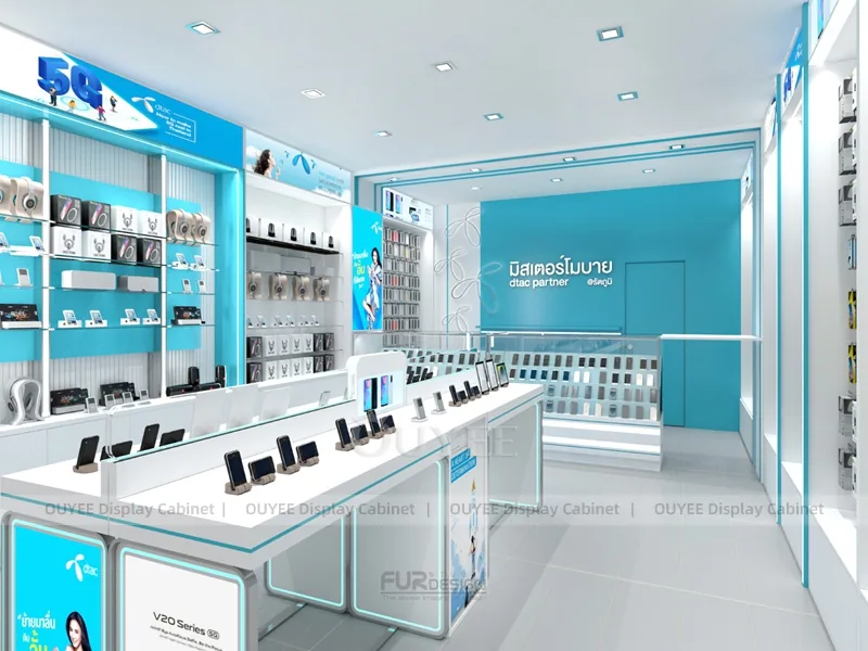 White And Blue Glass Phone Display Fixture - Image 3