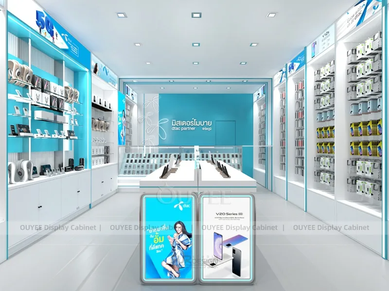 White And Blue Glass Phone Display Fixture - Image 5